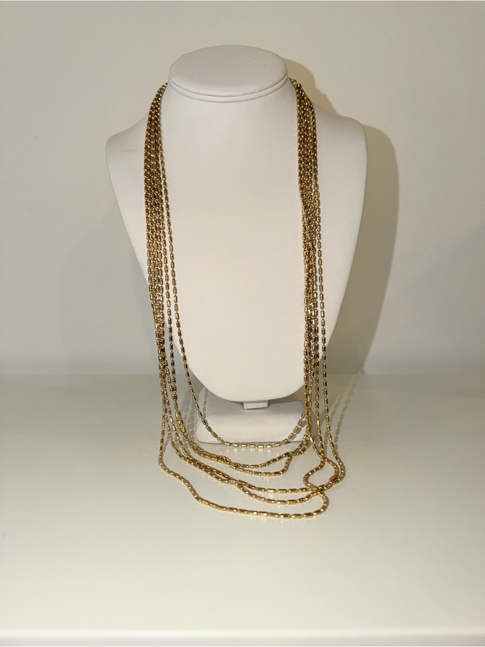 Joan Rivers Signed Three Strand Gold Tone Layered Adjustable Necklace